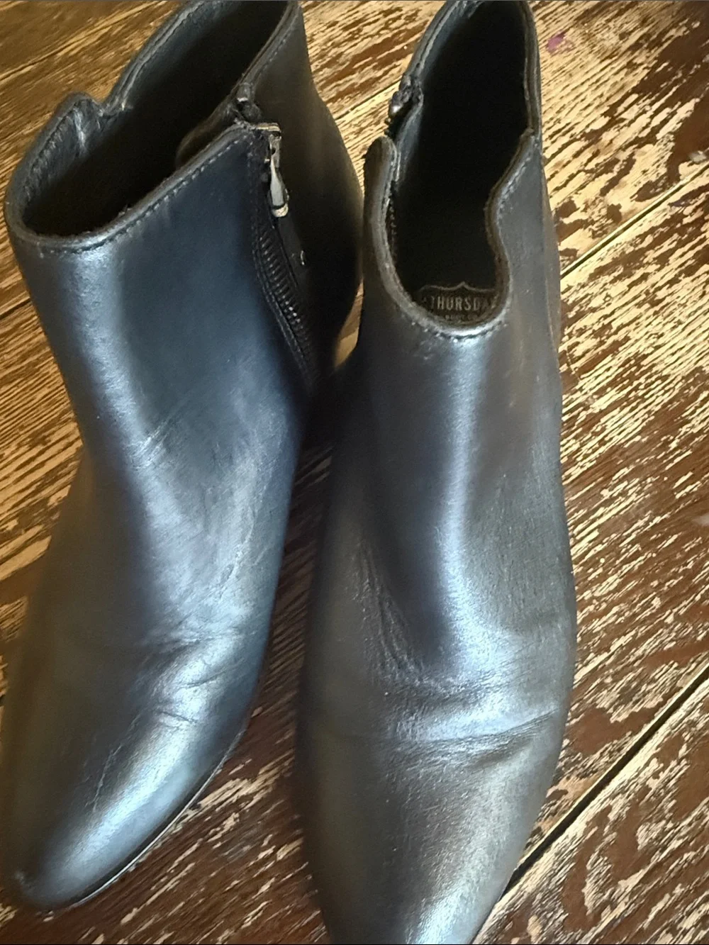 Classic Black Leather Ankle Booties with Side Zip